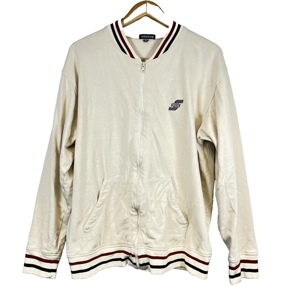 Vintage Stussy Varsity Zip Jacket Medium Y2K 90s Retro Streetwear Knit Track - Picture 1 of 11